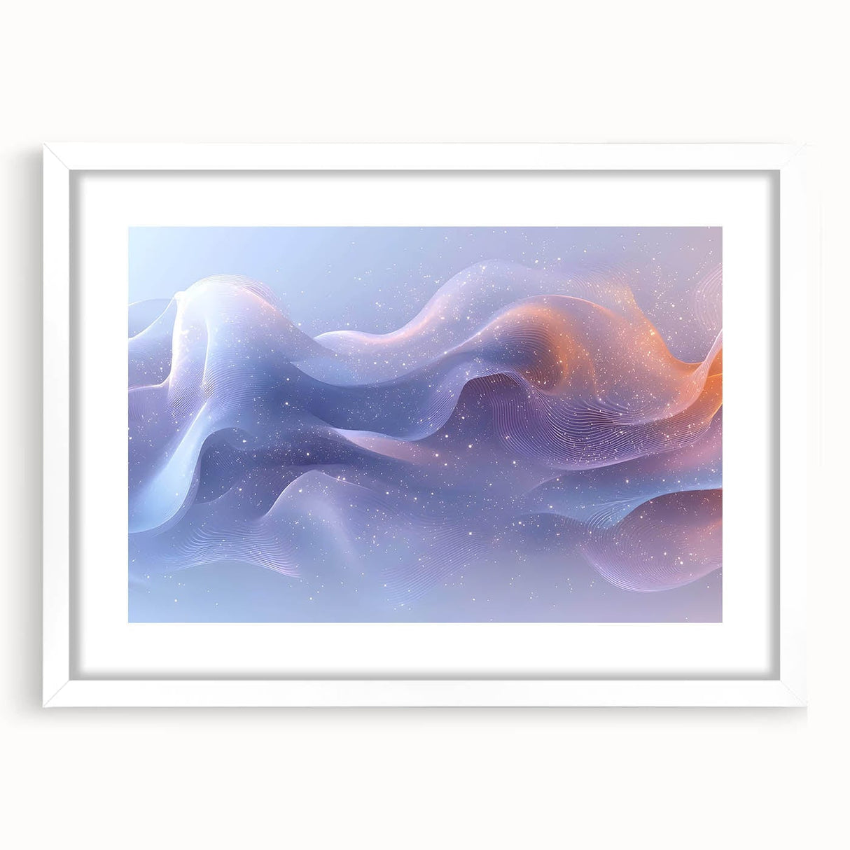 Modern Fluid Art Prints – Celestial Blue, Lilac & Peach Wall Decor