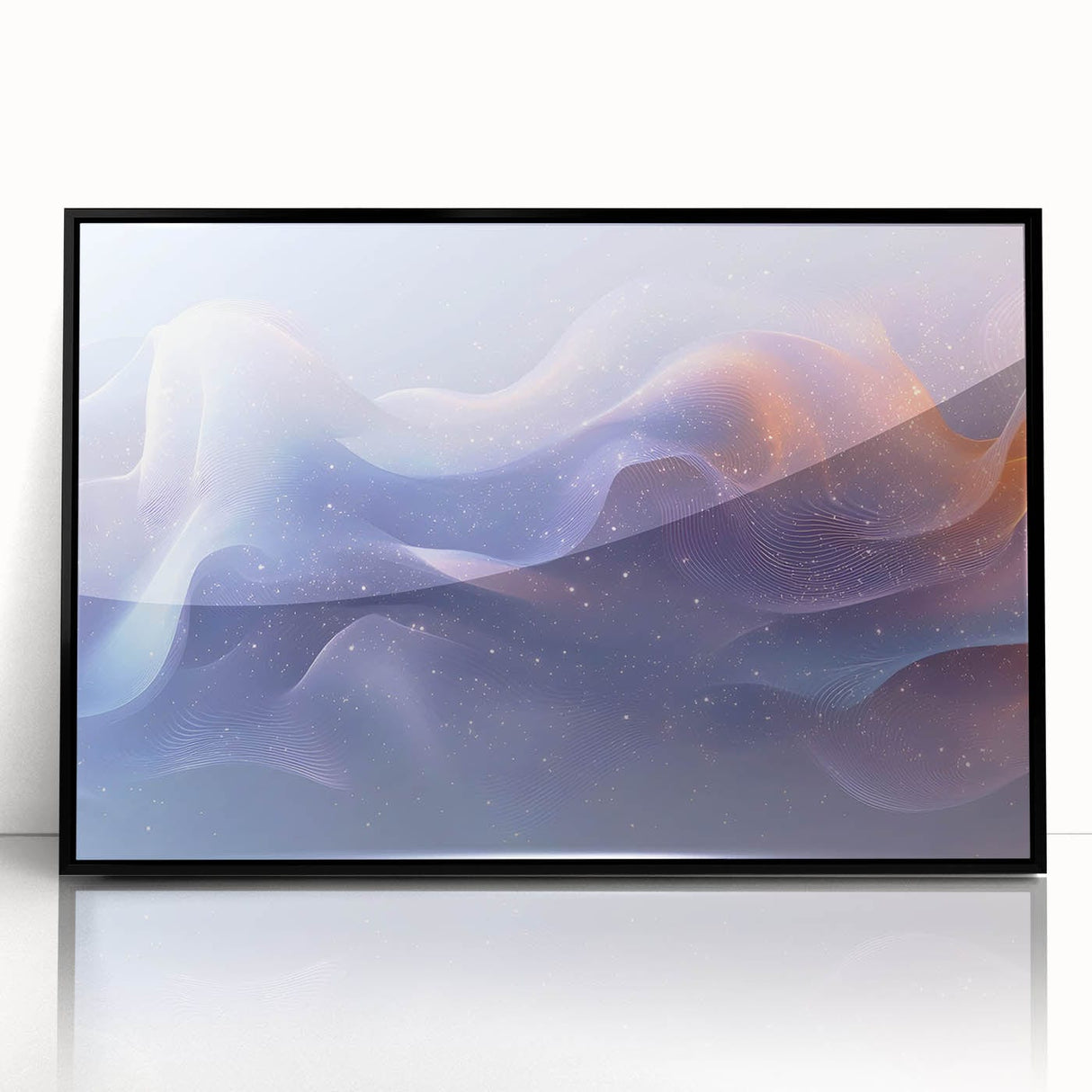 Modern Fluid Art Prints – Celestial Blue, Lilac & Peach Wall Decor