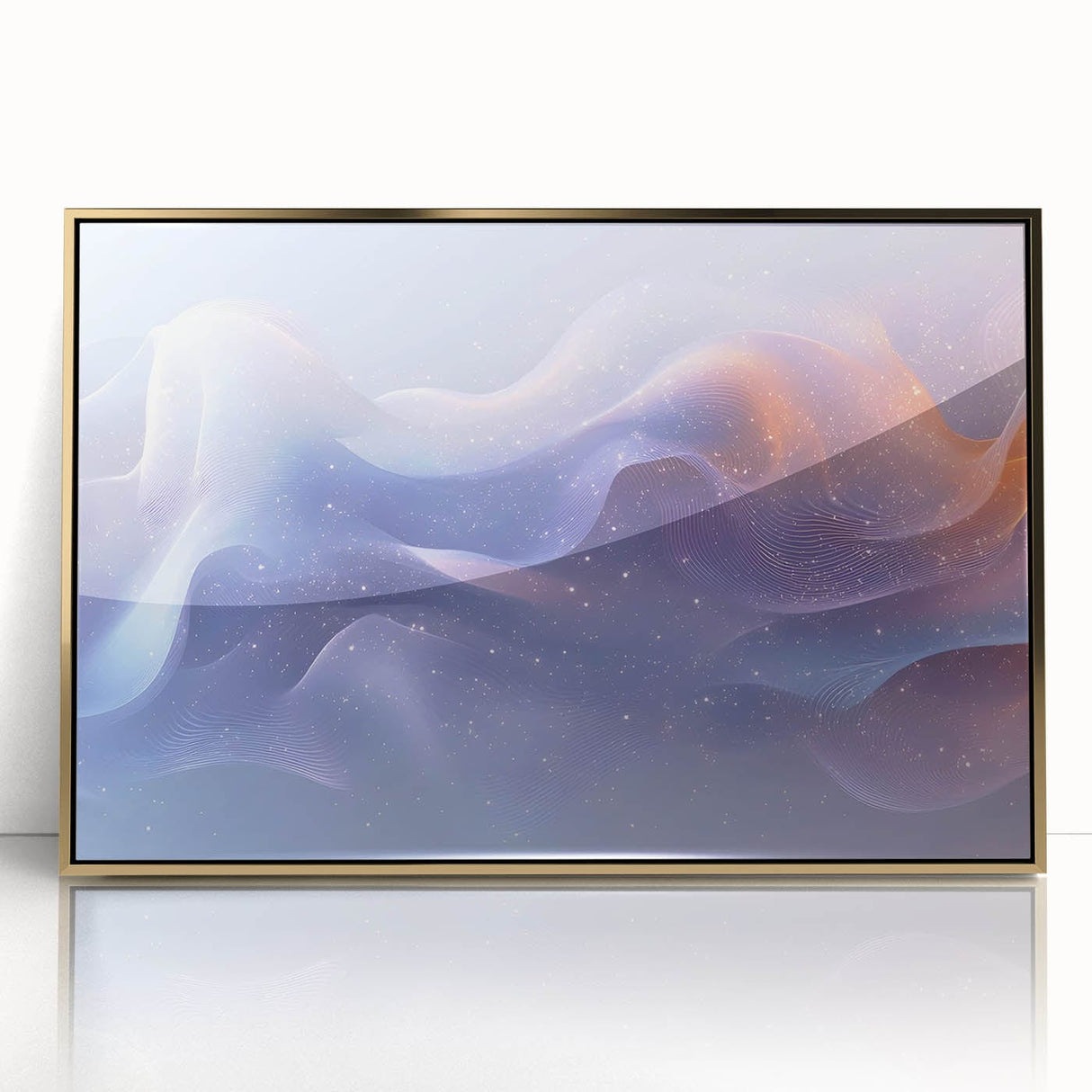 Modern Fluid Art Prints – Celestial Blue, Lilac & Peach Wall Decor