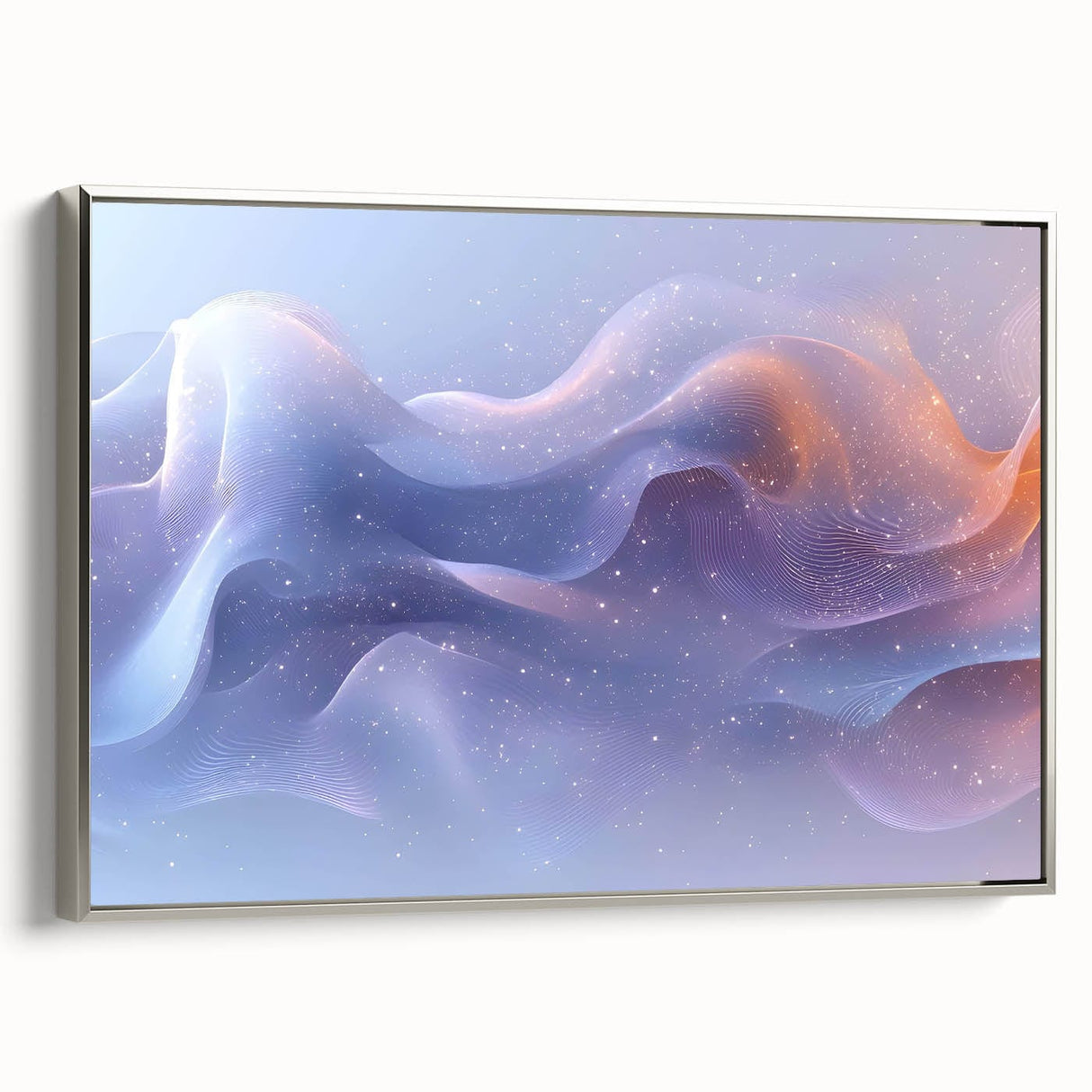 Modern Fluid Art Prints – Celestial Blue, Lilac & Peach Wall Decor