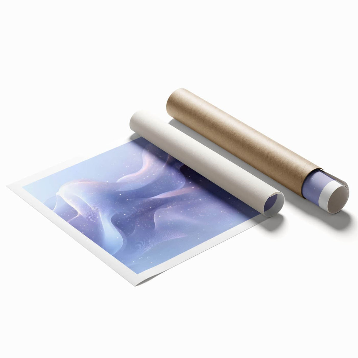 Modern Fluid Art Prints – Celestial Blue, Lilac & Peach Wall Decor