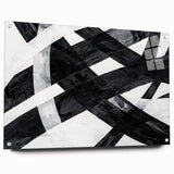 Black and White Abstract Wall Art - Bold Geometric Brushstroke Canvas