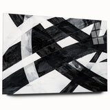 Black and White Abstract Wall Art - Bold Geometric Brushstroke Canvas