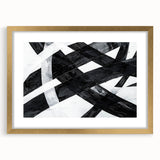 Black and White Abstract Wall Art - Bold Geometric Brushstroke Canvas