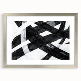 Black and White Abstract Wall Art - Bold Geometric Brushstroke Canvas