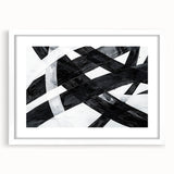 Black and White Abstract Wall Art - Bold Geometric Brushstroke Canvas