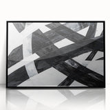 Black and White Abstract Wall Art - Bold Geometric Brushstroke Canvas