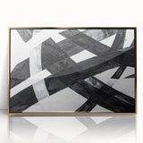 Black and White Abstract Wall Art - Bold Geometric Brushstroke Canvas
