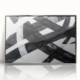 Black and White Abstract Wall Art - Bold Geometric Brushstroke Canvas
