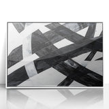 Black and White Abstract Wall Art - Bold Geometric Brushstroke Canvas