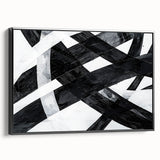 Black and White Abstract Wall Art - Bold Geometric Brushstroke Canvas