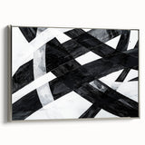 Black and White Abstract Wall Art - Bold Geometric Brushstroke Canvas