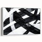 Black and White Abstract Wall Art - Bold Geometric Brushstroke Canvas