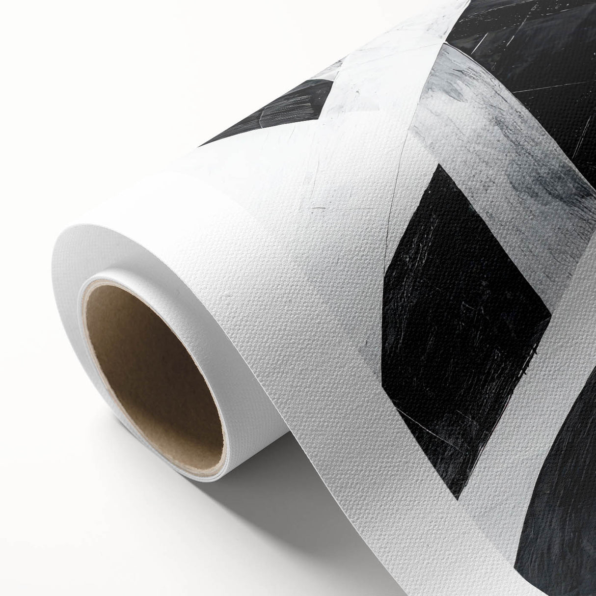 Black and White Abstract Wall Art - Bold Geometric Brushstroke Canvas