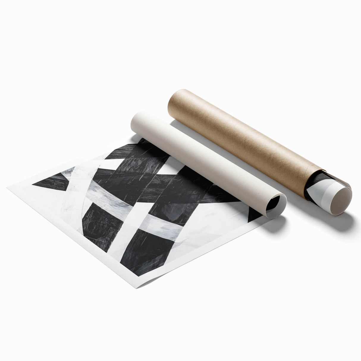 Black and White Abstract Wall Art - Bold Geometric Brushstroke Canvas
