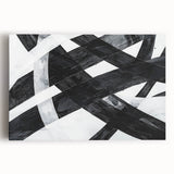 Black and White Abstract Wall Art - Bold Geometric Brushstroke Canvas