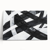 Black and White Abstract Wall Art - Bold Geometric Brushstroke Canvas