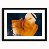 High Contrast Abstract Paintings – Golden Glow on Deep Blue