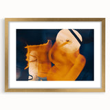 High Contrast Abstract Paintings – Golden Glow on Deep Blue