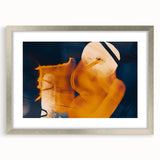 High Contrast Abstract Paintings – Golden Glow on Deep Blue