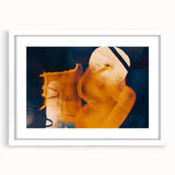 High Contrast Abstract Paintings – Golden Glow on Deep Blue