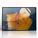 High Contrast Abstract Paintings – Golden Glow on Deep Blue