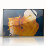 High Contrast Abstract Paintings – Golden Glow on Deep Blue