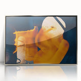 High Contrast Abstract Paintings – Golden Glow on Deep Blue