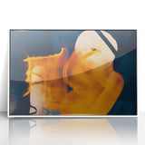 High Contrast Abstract Paintings – Golden Glow on Deep Blue