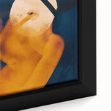 High Contrast Abstract Paintings – Golden Glow on Deep Blue