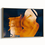 High Contrast Abstract Paintings – Golden Glow on Deep Blue