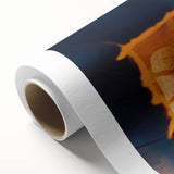 High Contrast Abstract Paintings – Golden Glow on Deep Blue