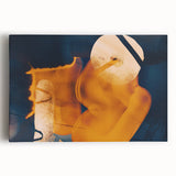 High Contrast Abstract Paintings – Golden Glow on Deep Blue