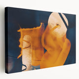 High Contrast Abstract Paintings – Golden Glow on Deep Blue