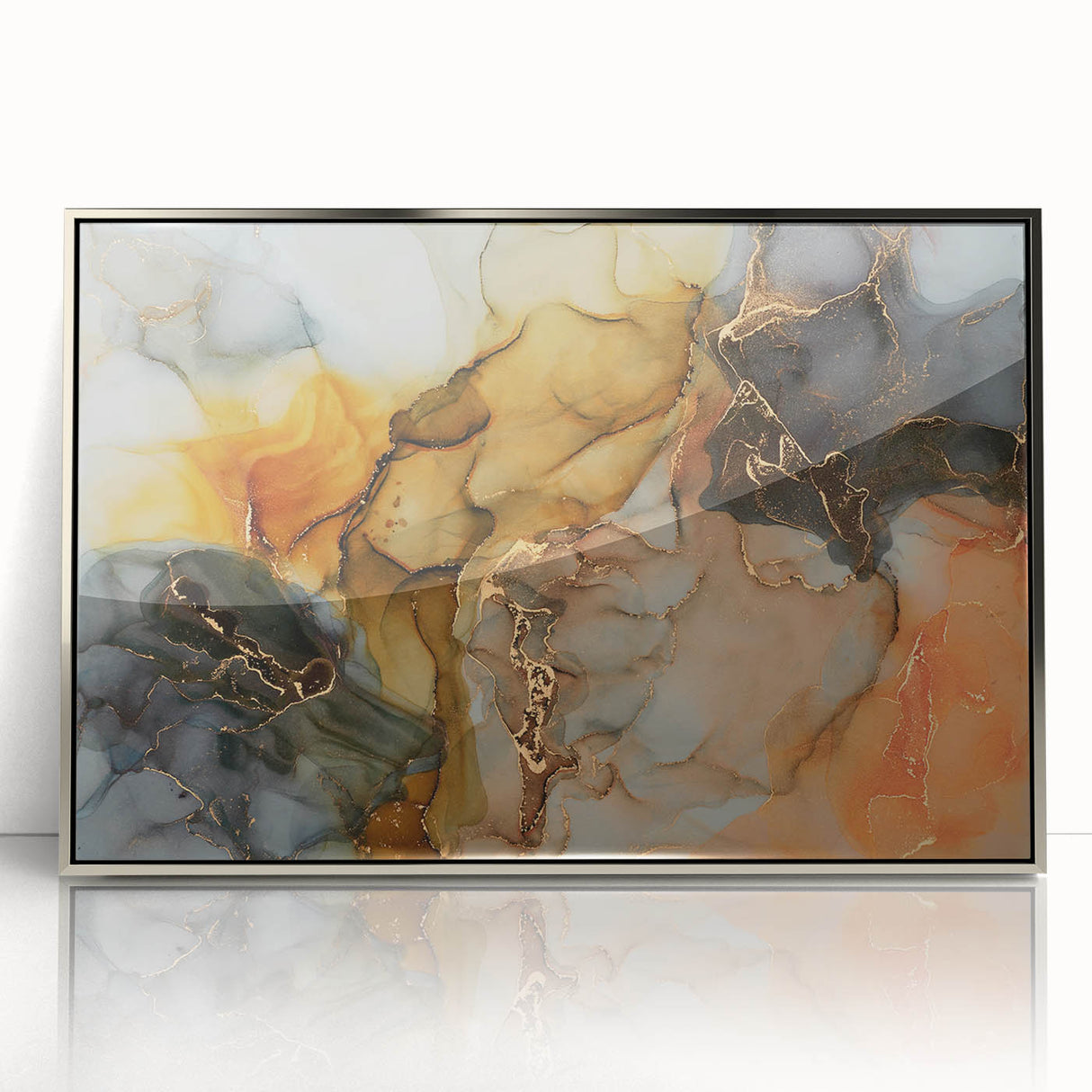 Premium Abstract Canvas Prints – Gold, Blue & Burnt Orange Art