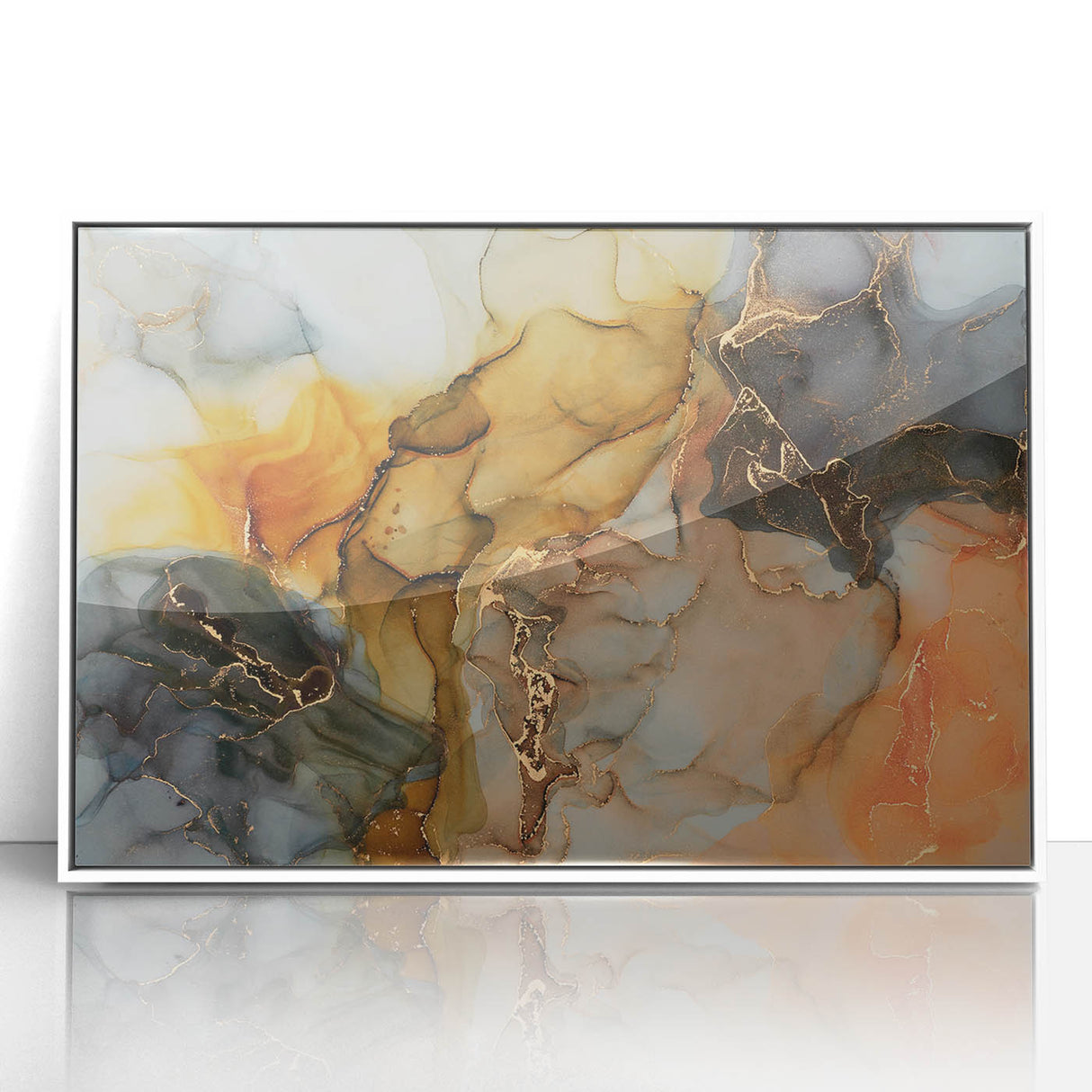 Premium Abstract Canvas Prints – Gold, Blue & Burnt Orange Art