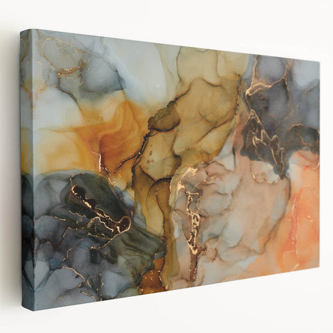 Premium Abstract Canvas Prints – Gold, Blue & Burnt Orange Art