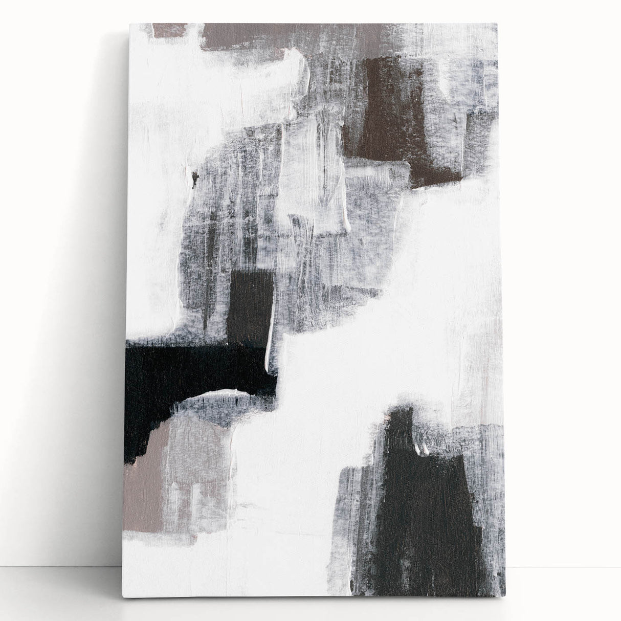 Earthen Harmony Abstracts – Black, White & Gray Modern Wall Art Print