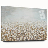 Contemporary Minimalist Nature Art – Cotton Field in Soft Haze