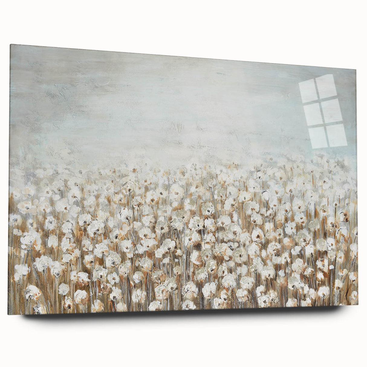 Contemporary Minimalist Nature Art – Cotton Field in Soft Haze