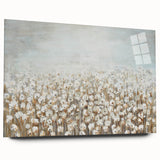 Contemporary Minimalist Nature Art – Cotton Field in Soft Haze