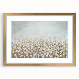 Contemporary Minimalist Nature Art – Cotton Field in Soft Haze