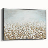 Contemporary Minimalist Nature Art – Cotton Field in Soft Haze