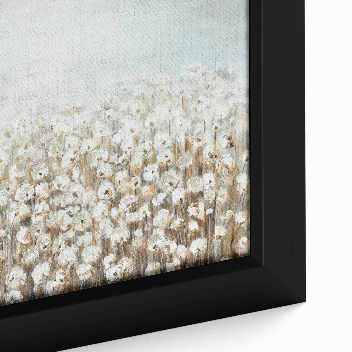 Contemporary Minimalist Nature Art – Cotton Field in Soft Haze