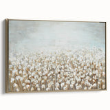 Contemporary Minimalist Nature Art – Cotton Field in Soft Haze