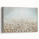 Contemporary Minimalist Nature Art – Cotton Field in Soft Haze