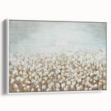 Contemporary Minimalist Nature Art – Cotton Field in Soft Haze