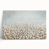 Contemporary Minimalist Nature Art – Cotton Field in Soft Haze