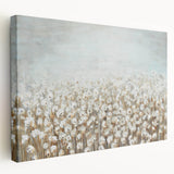 Contemporary Minimalist Nature Art – Cotton Field in Soft Haze