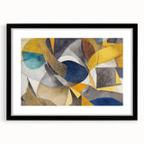 Modern Abstract Painting – Luxurious Gold & Navy Blue Geometric Art